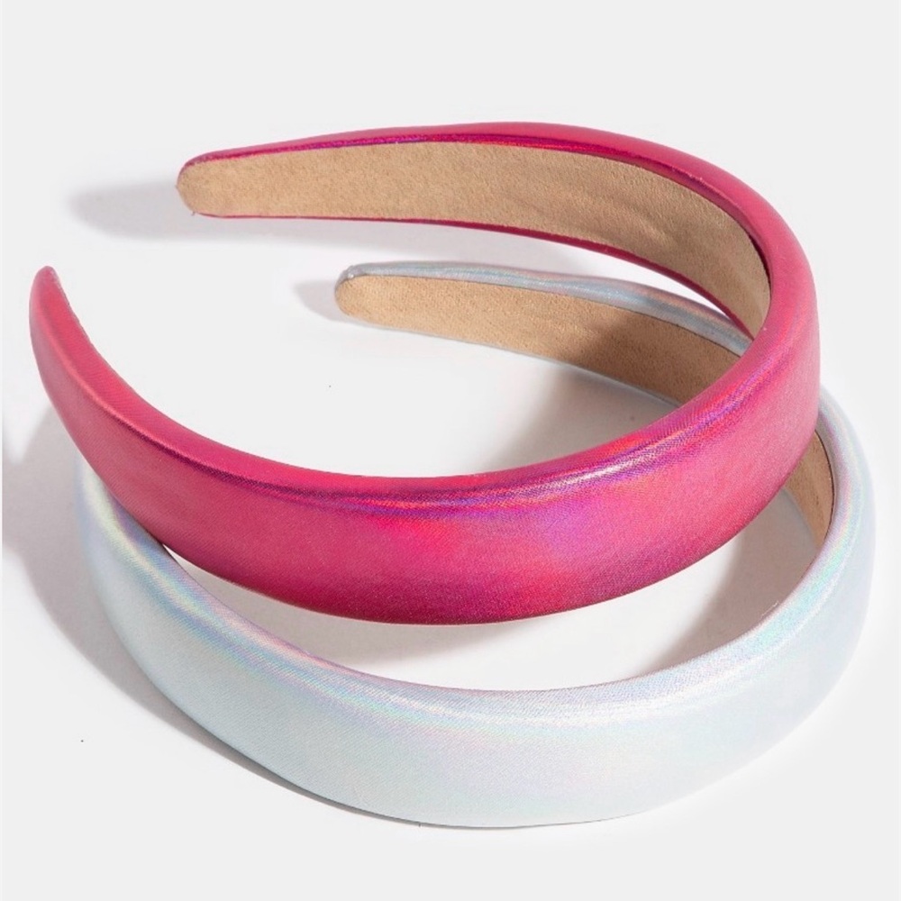 Satin Pink and White Headband Set